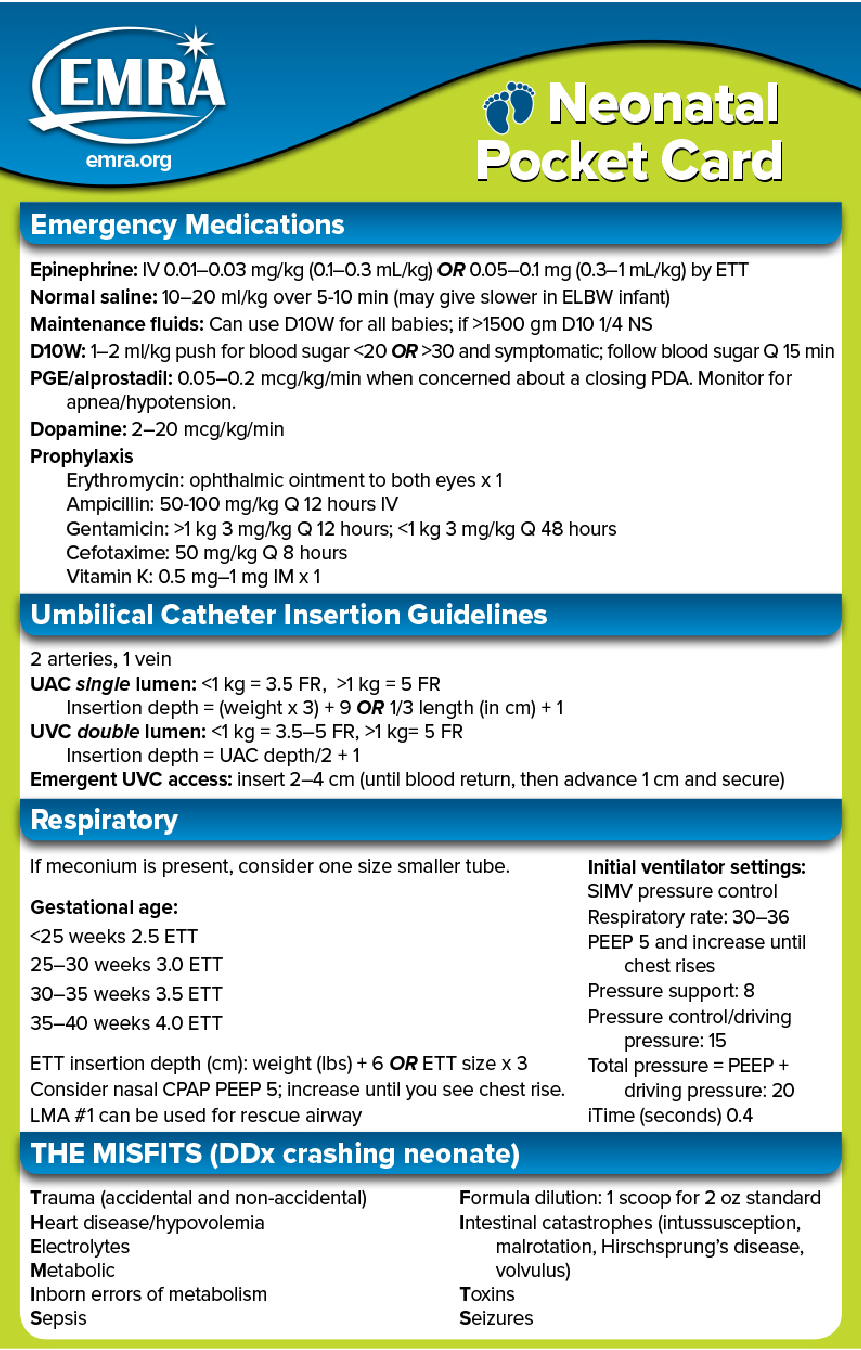 Neonatal Pocket Card